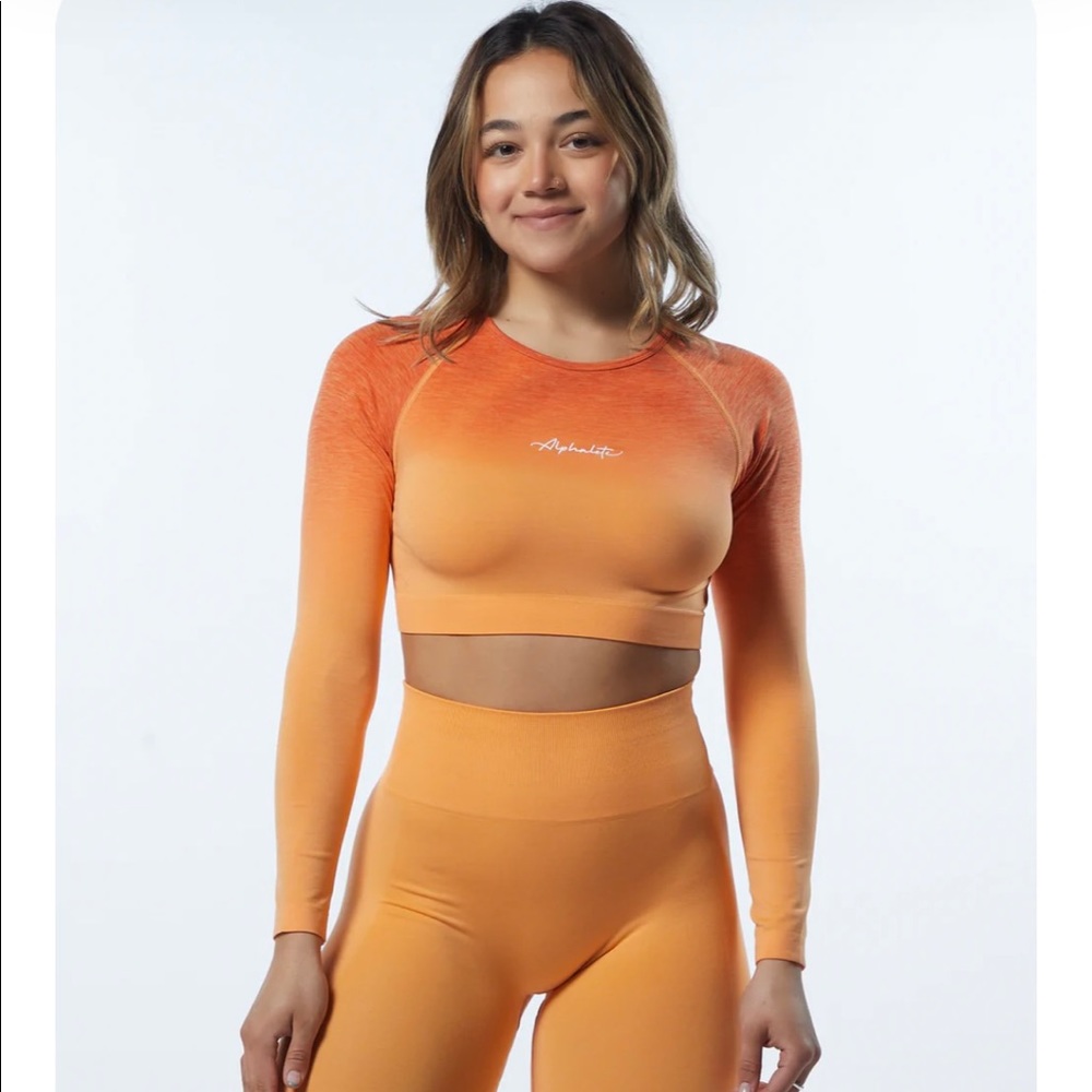 Gorgeous Alphalete seamless ombre’ orange crop top! Size small